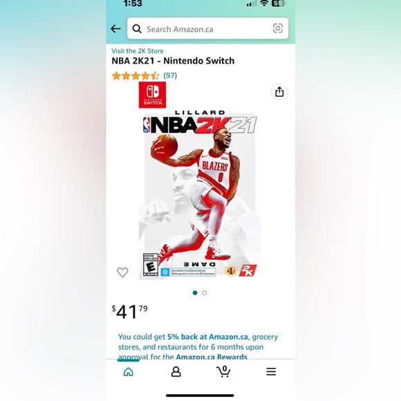 🌟 HOST PICK 🌟 NBA2K21 Nintendo Switch game NWT - Picture 1 of 3